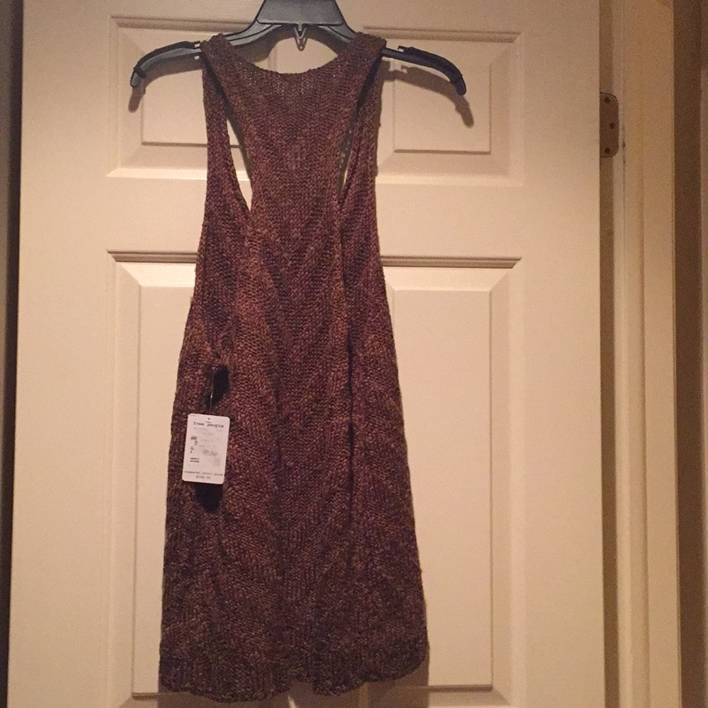 NWT Free People Racer Back Brown Sweater Tunic.S/P - Picture 4 of 6